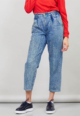 VINTAGE CROPPED STONED WASHED 80'S JEANS