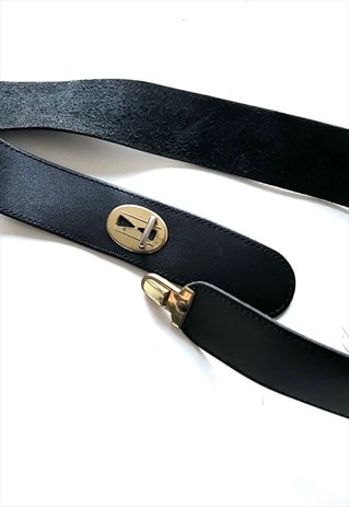 Nineties Black Leather Minimal Belt
