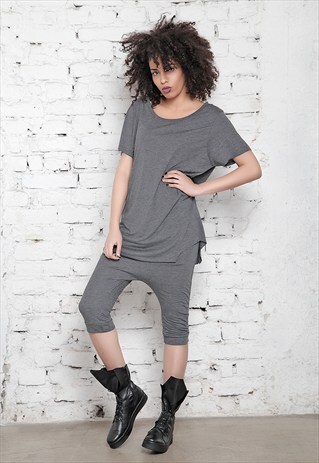 MAXI ASYMETRIC TOP AND HAREM PANTS