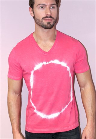VINTAGE 90S MENS T SHIRT FESTIVAL BLEACH GRUNGE TIE DYE
