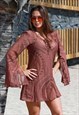 MARTINIQUE LACE CHOCOLATE BROWN BEACH COVERUP