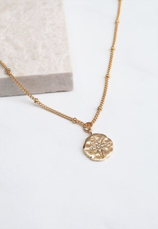 NORTH STAR GOLD COIN LONG PENDANT NECKLACE