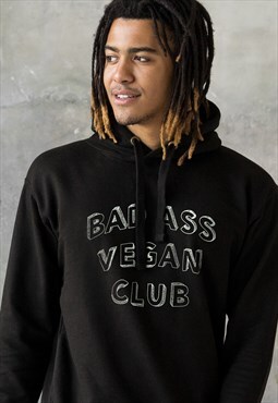 Bad Ass Vegan Hoodie Sweatshirt Black Hooded Top Men Printed