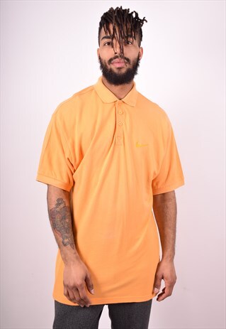 NIKE MENS VINTAGE POLO SHIRT MEDIUM ORANGE 90'S