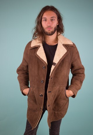 VINTAGE 90'S DOUBLE BREASTED SHEARLING COAT