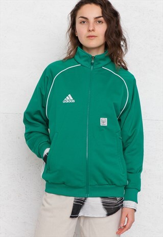 VINTAGE GREEN ADIDAS ZIP TRACK JACKET