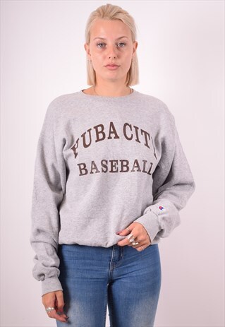 CHAMPION WOMENS VINTAGE SWEATSHIRT JUMPER MEDIUM GREY 90S