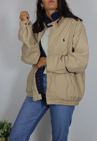 VINTAGE POLO RALPH LAUREN HARRINGTON JACKET W LOGO FRONT
