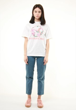 VTG RARE BIRD HANDPAINT ANIMAL PRINT T-SHIRT SHIRT AA238