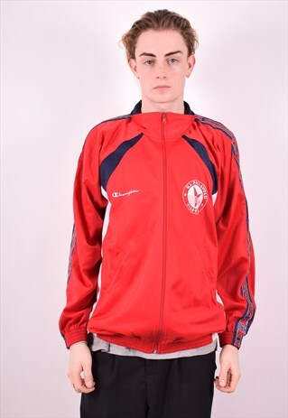 CHAMPION MENS VINTAGE TRACKSUIT TOP JACKET LARGE RED 90S