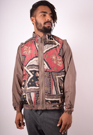 MENS VINTAGE SILK JACKET SMALL MULTI 90S