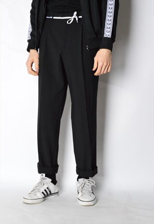 VINTAGE 90S BLACK MINIMALIST WOOL BLEND PANTS