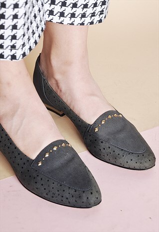 90S STUDDED LEATHER SLIP ON SHOES