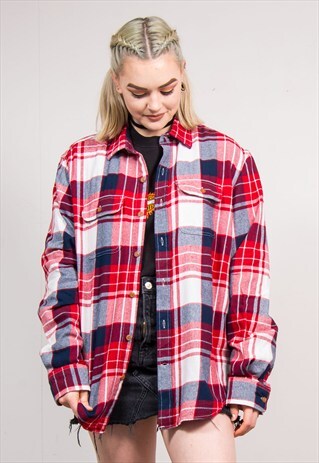 90'S VINTAGE LARGE CHECK PATTERN FLANNEL SHIRT