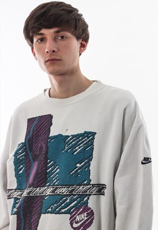 VINTAGE NIKE CHALLENGE COURT TENNIS CREW NECK 90S WHITE