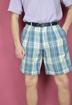 Vintage multicolour checkered classic cotton shorts