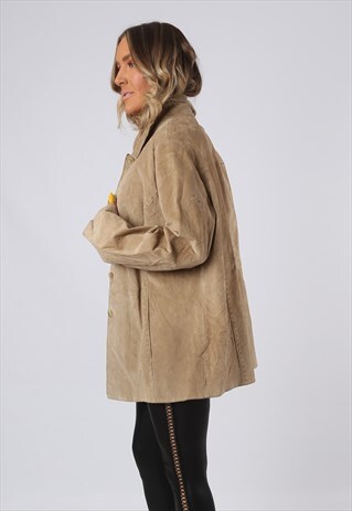SUEDE LEATHER JACKET VINTAGE UK 16 (OAB)