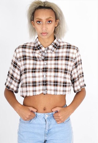 VINTAGE CROPPED FLANNEL SHIRT