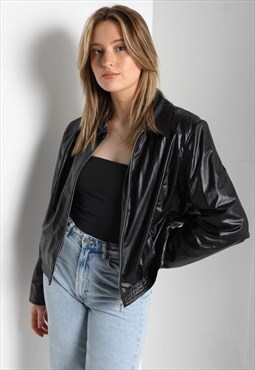 Vintage Faux Leather Jacket Black