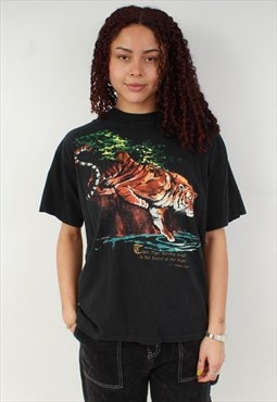 "Vintage harlequin William Blake black tiger graphic t shirt