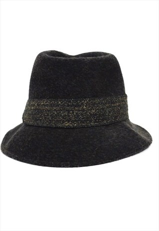 VINTAGE 40S MENS GREY FELT WOOL BRIMMED FEDORA HAT