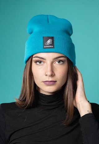 LOGO BEANIE IN TURQUOISE
