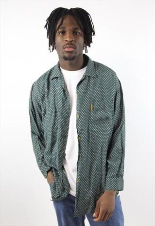 VINTAGE ARMANI DARK GREEN PATTERNED SHIRT