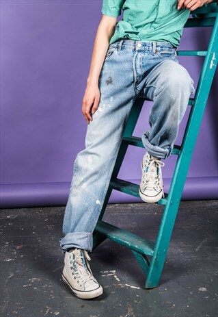 VINTAGE LEVI'S 501 BLUE PAINT MOM JEANS