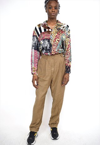 VINTAGE 90S BROWN CHECK TROUSERS