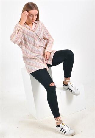 VINTAGE LONG SLEEVE STRIPED BLOUSE