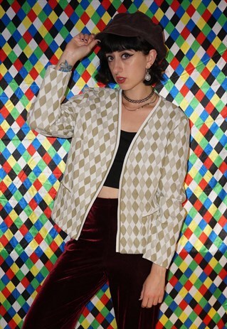 VINTAGE 60'S CURVED DIAMOND PATTERN BLAZER