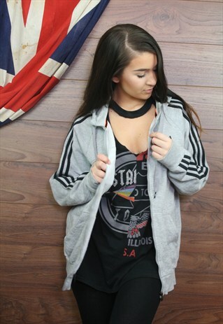 VINTAGE ADIDAS 90'S HOODIE GREY MEDIUM 48