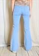 VINTAGE 90S LIGHT BLUE EMBROIDERED HIGH WAISTED FLARE PANTS