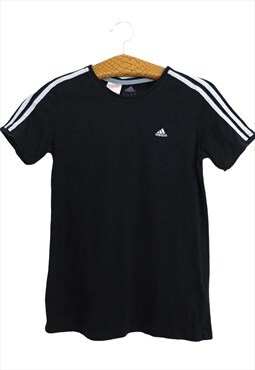 Vintage Adidas T-Shirt 00s Y2K Black & White Striped Logo