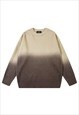 GRADIENT SWEATER KNITTED TIE-DYE JUMPER ABSTRACT TOP BROWN