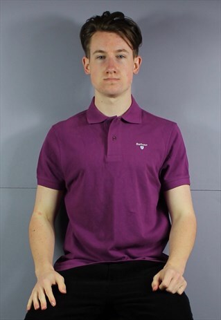 VINTAGE BARBOUR POLO SHIRT IN PURPLE WITH EMBROIDERED LOGO.