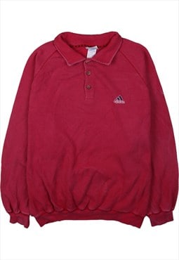 Vintage 90's Adidas Sweatshirt Quater Button Red XLarge