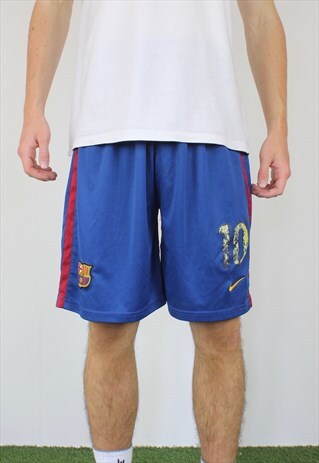 VINTAGE NIKE FC BARCELONA SHORTS IN BLUE WITH EMBROIDERY