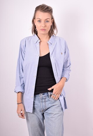RALPH LAUREN WOMENS VINTAGE SHIRT XL BLUE 90'S