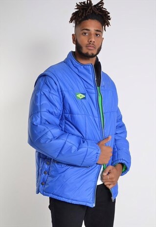 VINTAGE UMBRO PADDED PUFFER COAT BLUE REMOVABLE SLEEVE GILET