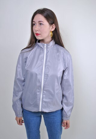 VINTAGE SILVER FESTIVAL TRACK JACKET, RAVE WINDBREAKER