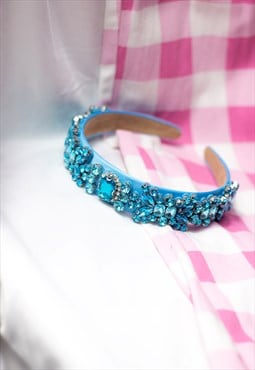 Blue Gem Detailed Floral Headband
