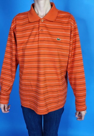 COLLARD LONG-SLEEVE LACOSTE POLO SHIRT IN ORANGE