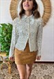 1990'S VINTAGE SILVER AND GOLD SEQUIN BLOUSE WITH GLASS BEAD