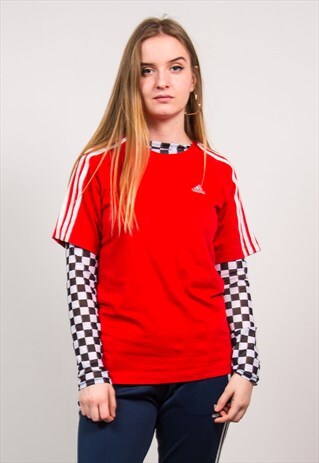 ADIDAS VINTAGE 90'S RED SPORTS T-SHIRT
