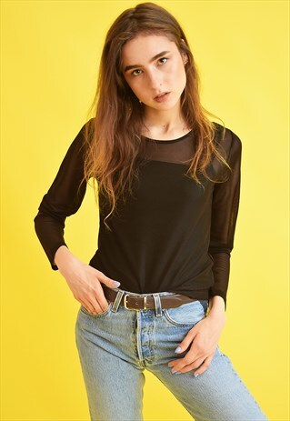 90'S RETRO GRUNGE KITSCH MESH TEEN GRUNGE TOP