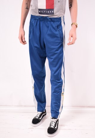 ADIDAS MENS VINTAGE TRACKSUIT TROUSERS MEDIUM BLUE 90S
