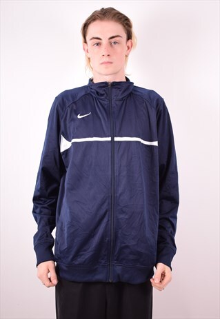 NIKE MENS VINTAGE TRACKSUIT TOP JACKET XL BLUE 90S