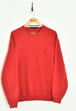 Vintage Nautica Sweatshirt Red Small