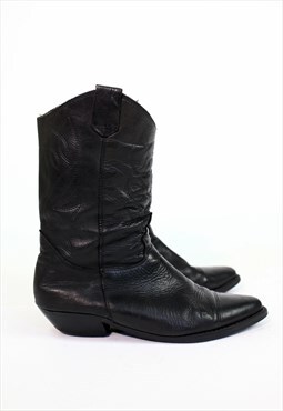 Vintage Arizona Cowboy Western Leather Boots in Black  EU42 